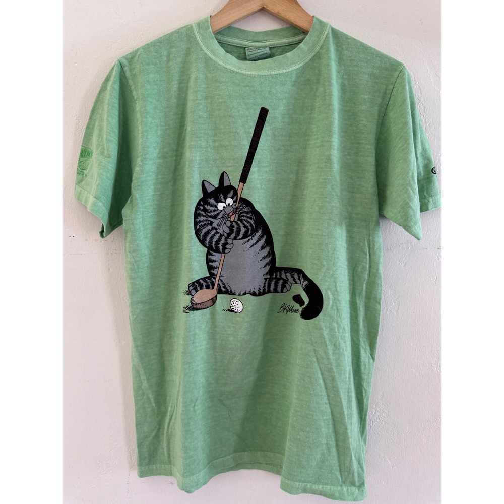 NEW‎ Vintage Crazy Shirts B. Kliban Golf Cat Graphic T-Shirt Green Mens Small